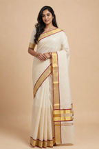 Crimson Grace – Premium Handloom Kasavu