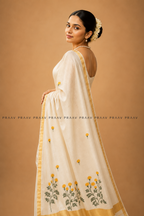 Suvarnika (സുവർണിക) – Hand-Painted Kerala Kasavu Saree