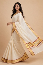Crimson Grace – Premium Handloom Kasavu