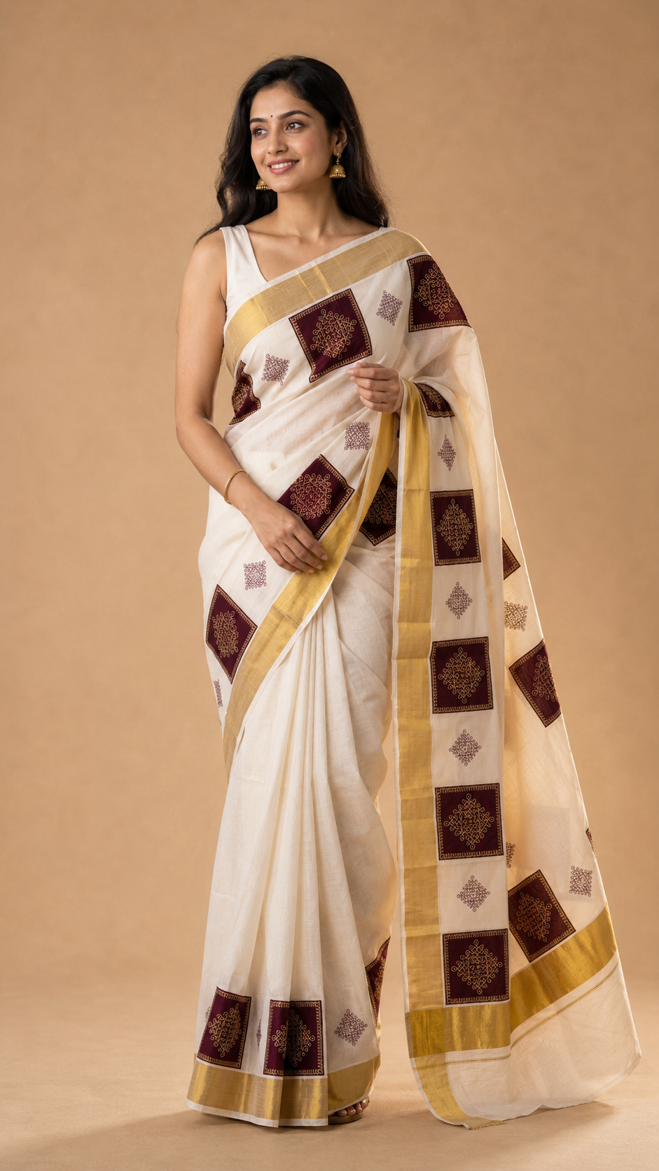 Kolam – Kerala Kasavu Saree
