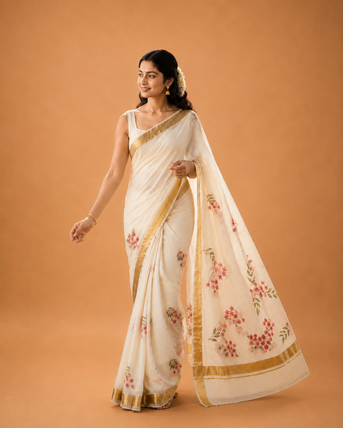 Manjari – Handpainted Kasavu Saree