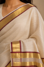 Crimson Grace – Premium Handloom Kasavu
