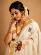 Gajaraja – Embroidered Tissue Kasavu Saree
