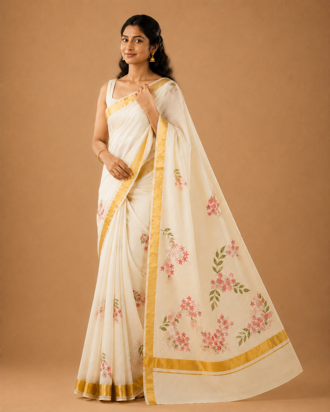 Manjari – Handpainted Kasavu Saree