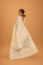 Mangalam (മംഗളം) – Hand-Painted Kerala Kasavu Saree